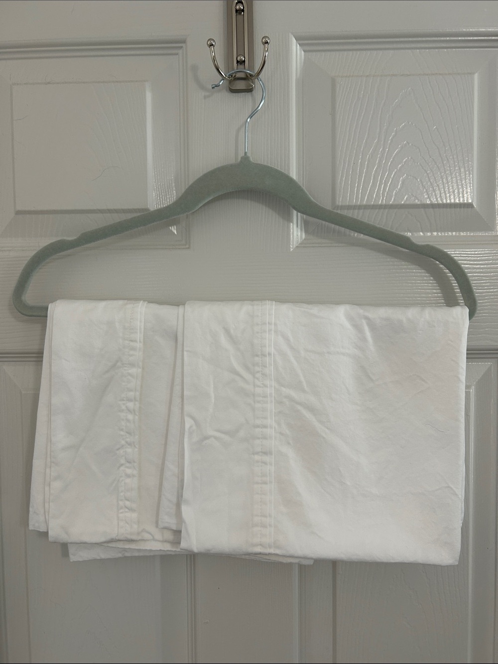 Two Threshold Cal King Size White Pillowcases with Hem Detail